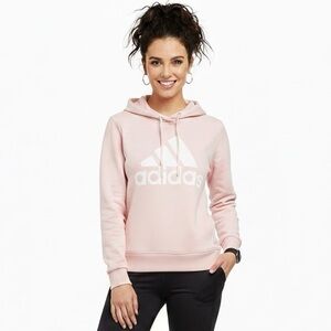 Adidas | Women's Light Pink Hoodie Sweatshirt with Three Stripes Classic Logo